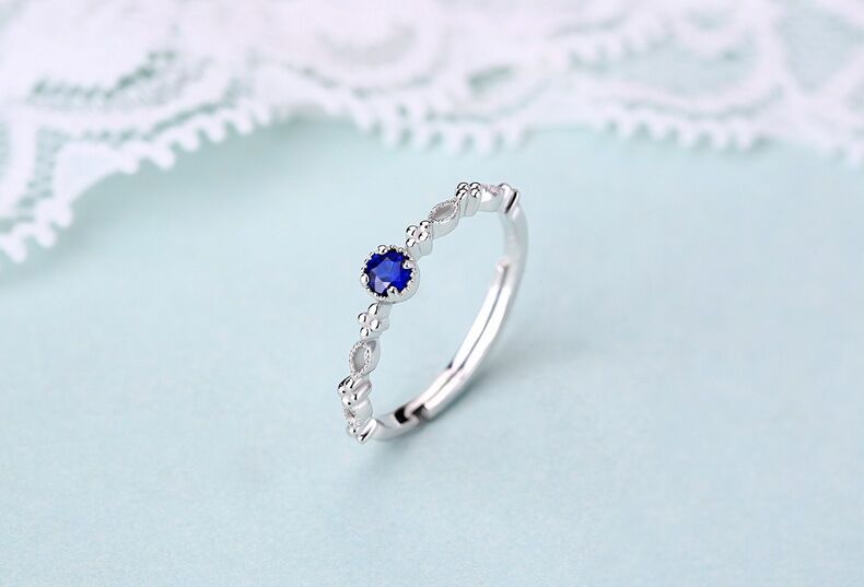 Sapphire S925 Sterling Silver Ring with White Gold Plating